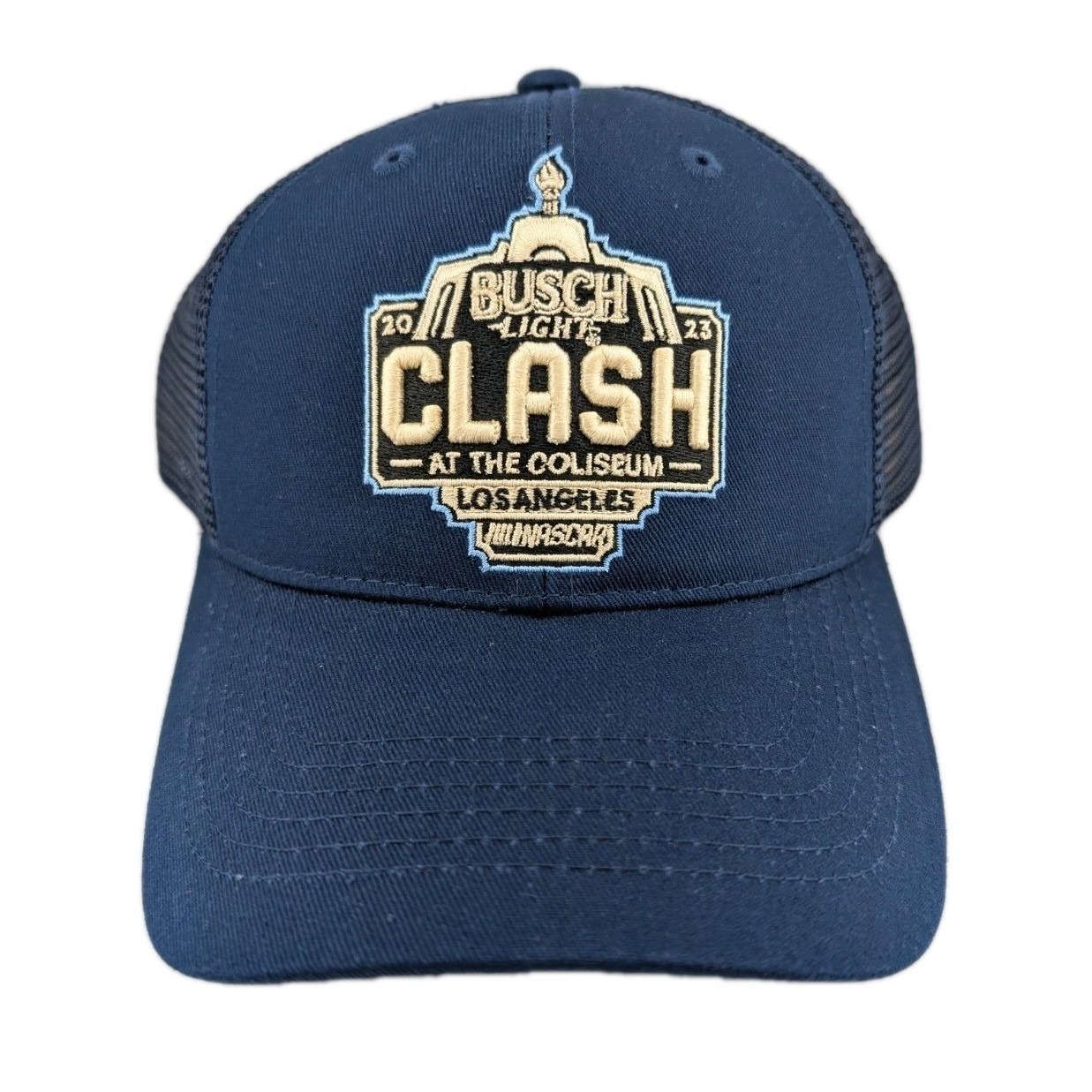 Nascar Hat Cap Snapback Trucker Mesh Navy Busch Light Clash Coliseum La 2023 New